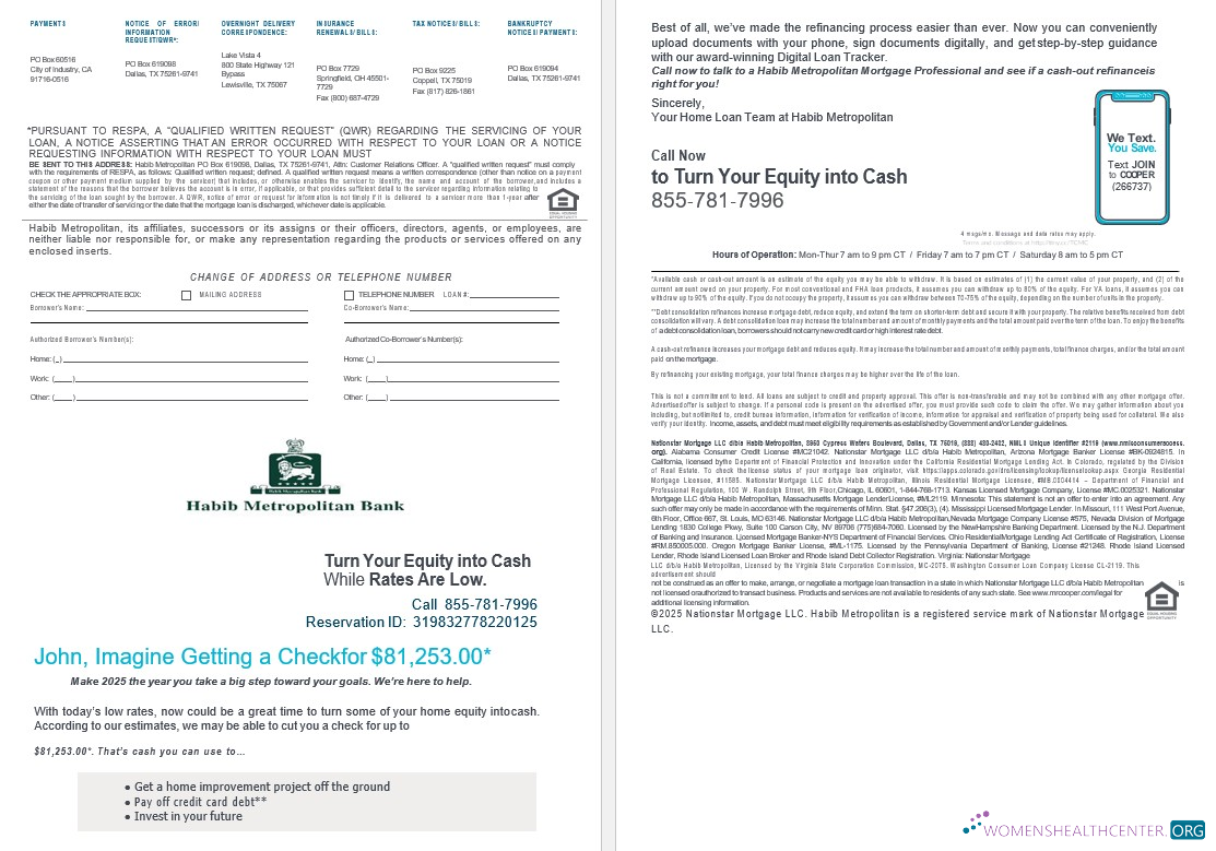 Pakistan Habib Metropolitan mortgage loan statement in Word and PDF formats , 4 pages 3 4